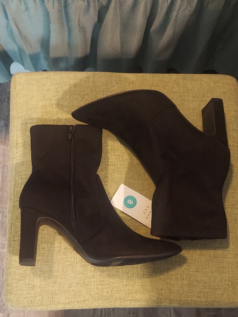 "A new day" Black Suede Ankle Boot Sz 8